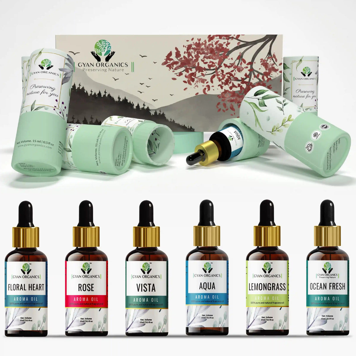 Aroma Diffuser Oil Combo Set Ocean Fresh | Rose | Lemongrass | Black Oudh | Green Tea | Nargis Blossom |